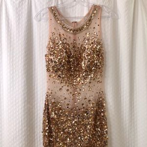 JVN by Jovani Nude Beaded Dress